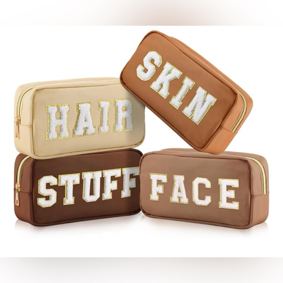 Other - Cunno 4 Pcs Cosmetic Pouches with Chenille Letter